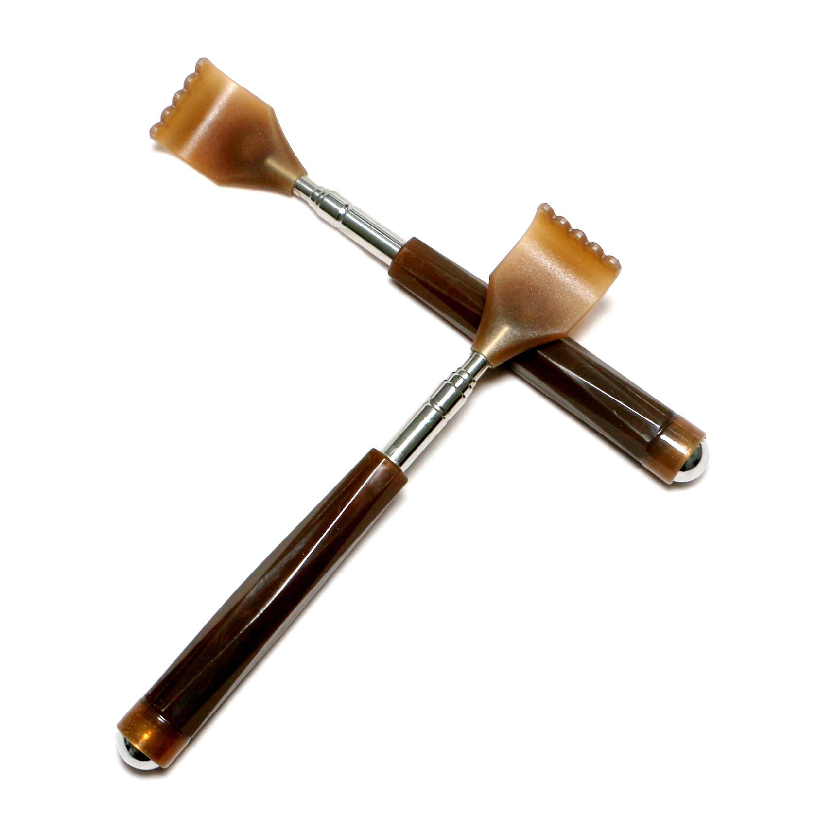 Fortune stainless steel extendable back scratcher with massage beads, self-use itch relief for elderly