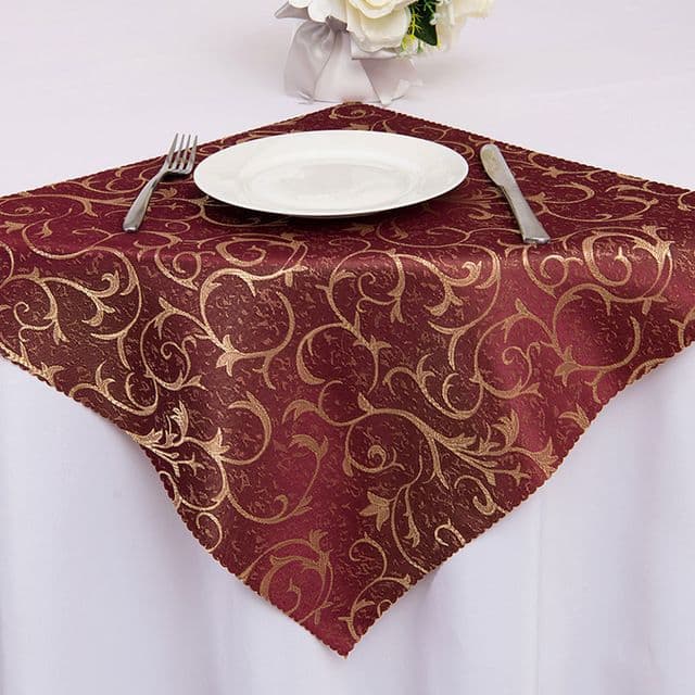 Polyester catering jacquard napkin, hotel wedding banquet folding golden branch jade leaf napkin 48x48cm.