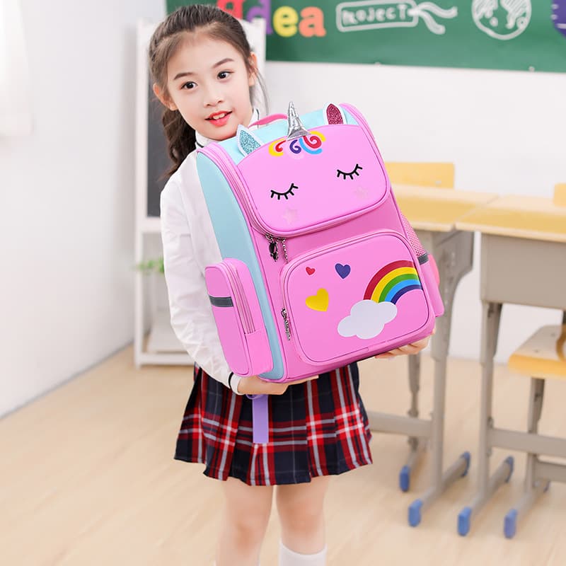 Cartoon Unicorn Student Backpack For Grades 1-3-6 Space Themed Children's Backpack For Kindergarten Logo Printing Available