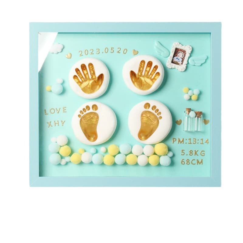 Baby hand and footprint clay, children's hand and footprint clay, DIY baby and newborn 100-day celebration, first birthday, full moon celebration clay photo frame