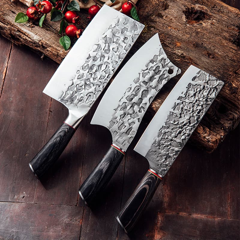 In-Stock Sharp Steel-Head Hammer-Pattern Forged Dual-Purpose Kitchen Knife, Stainless Steel Slicing and Bone-Chopping Knife, Household Knife Gift Set