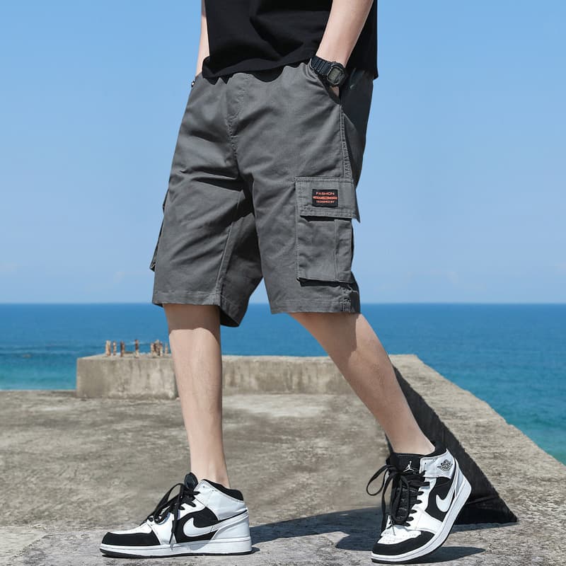 Men's Cargo Shorts Korean Style Trendy Summer Five-Inch Loose Casual Shorts Men's Plus Size Mid-Length Pants Large Pockets Functional Pants