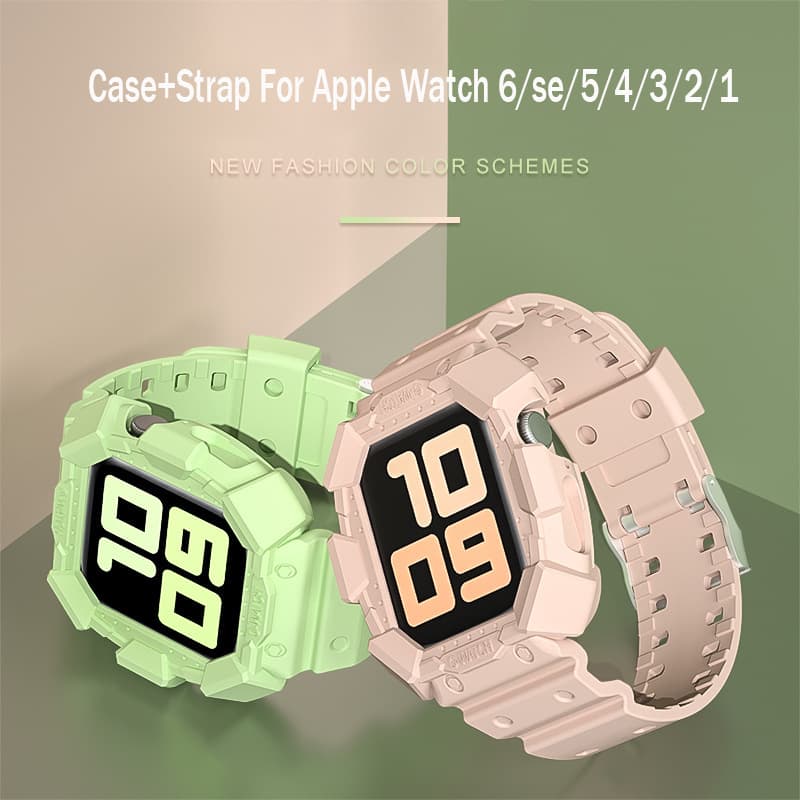 Suitable for Apple S11 watch watch7/6/5 representative with glacier transparent frosted anti-fall military integrated strap