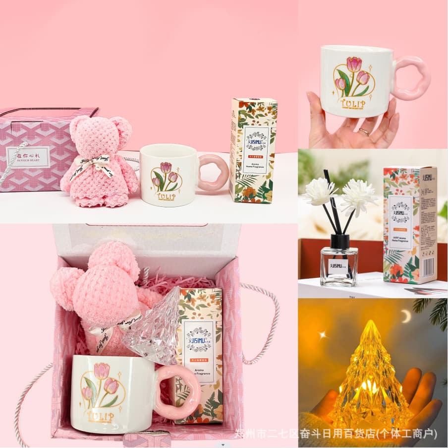 Zai Ni Xin Li Birthday Gift Small Fresh Tulip Ceramic Cup Girl's Heart Souvenir 3.8 Women's Day Gift
