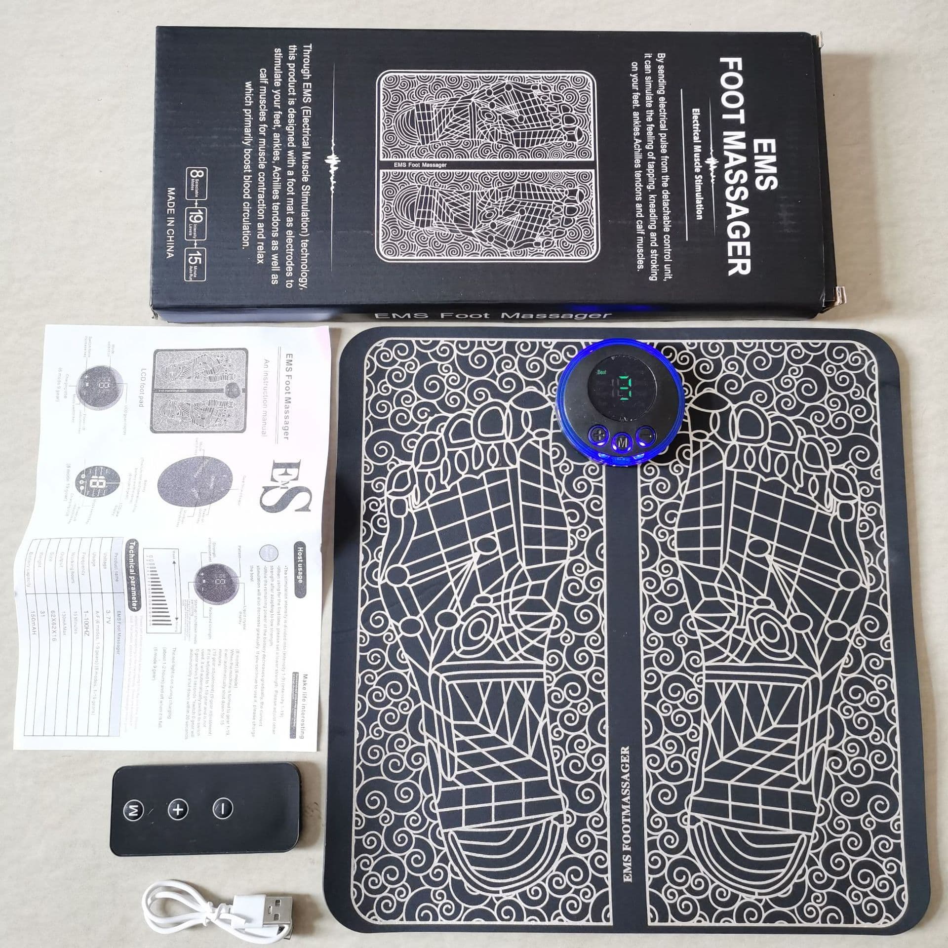 Intelligent pulse massage foot pad EMS foot massage mat pulse therapy multifunctional foot therapy device foot massager
