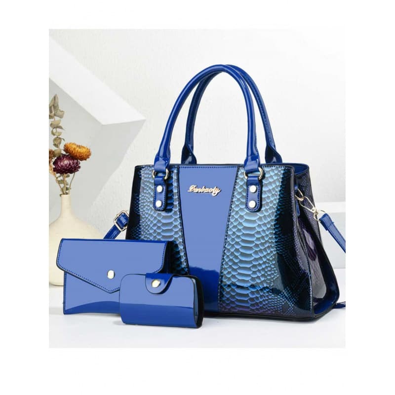 2026 New Fashion Patent Leather Bag with Snake Embossed Texture, Large Capacity Patchwork Shoulder Bag, European and American Trendy Handbag