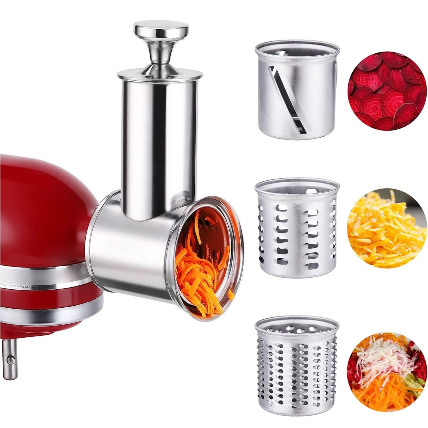 Stainless Steel Slicer Attachment for KitchenAid Stand Mixer, Cheese Grater Accessory