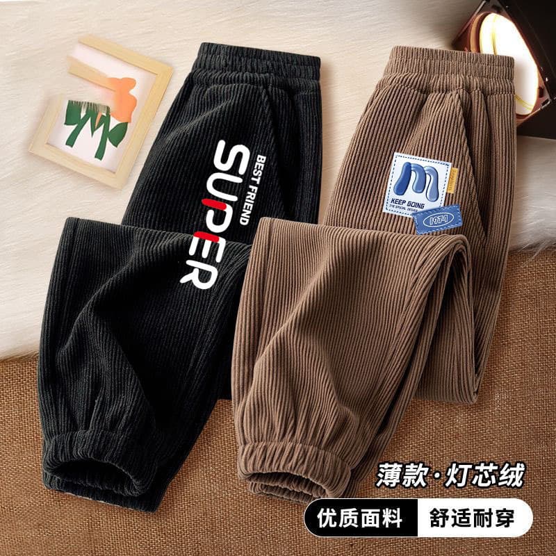 Boys' pants early autumn corduroy thin trousers 2026 new children's spring and autumn cool sweatpants casual children's clothing