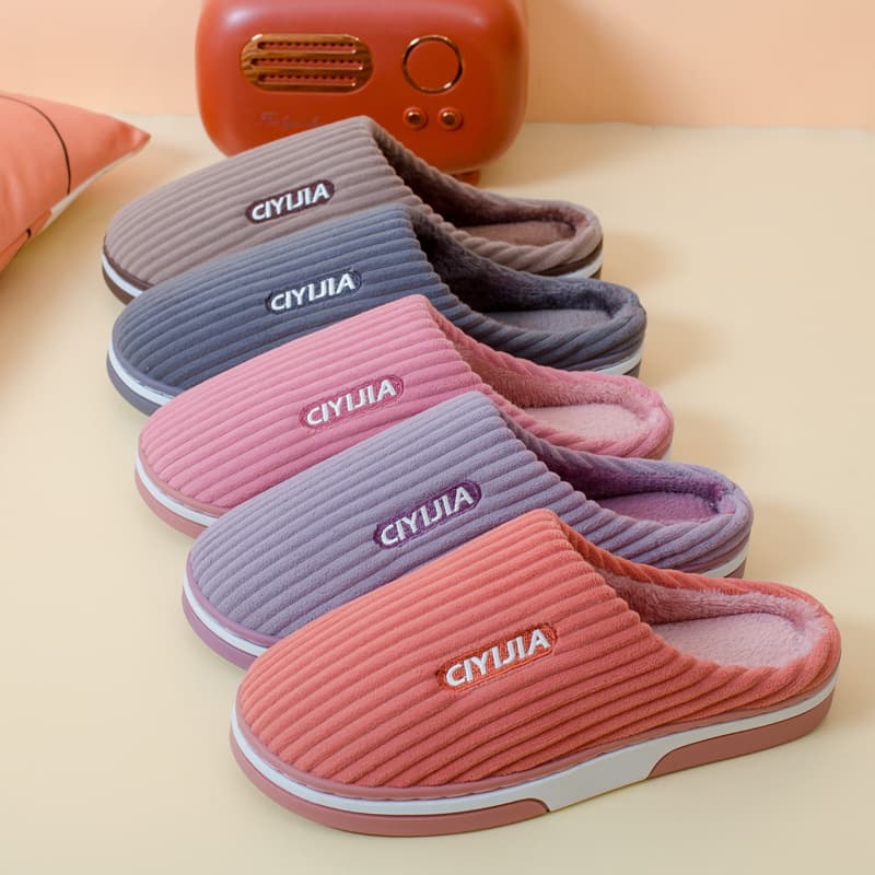 Thickened Warm Cotton Slippers For Men Women Indoor Home Use Winter Season Anti-slip Plush Thick Bottom Couple Cotton Slippers