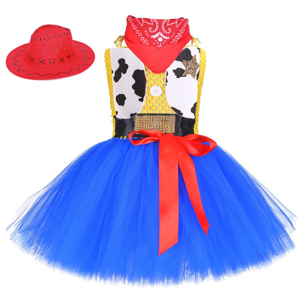 Girls Denim Tutu Skirt Pink Stage Performance Dress Toy Story Jessie Woody Costume for Kids