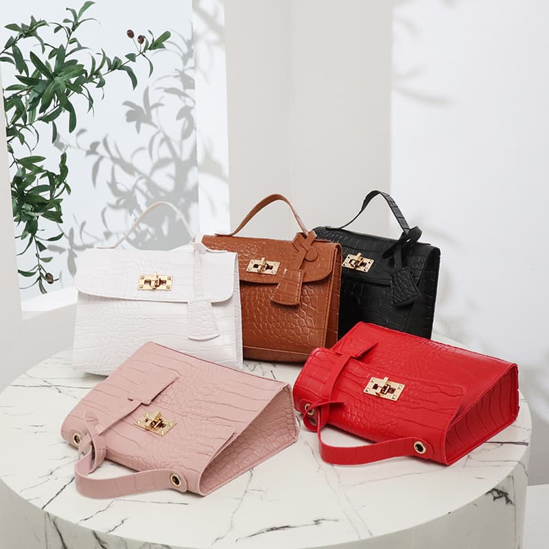 Crocodile pattern small square bag 2025 new fashion foreign trade bag women's bag wholesale casual outdoor shoulder bag Kelly bag