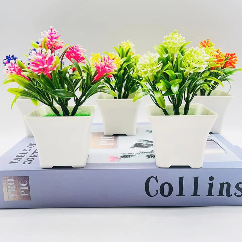 Artificial Potted Plant Fake Flower Bonsai Decoration Plastic Fake Flowers Simulation Greenery Cross-Border Supply