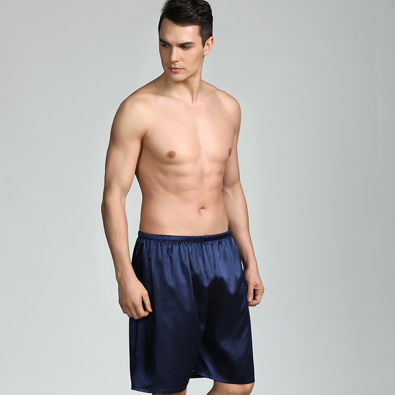 Cross-Border Summer Men's Silk Sleep Shorts, Ice Silk Pajama Bottoms, Home Loungewear, Simple Style
