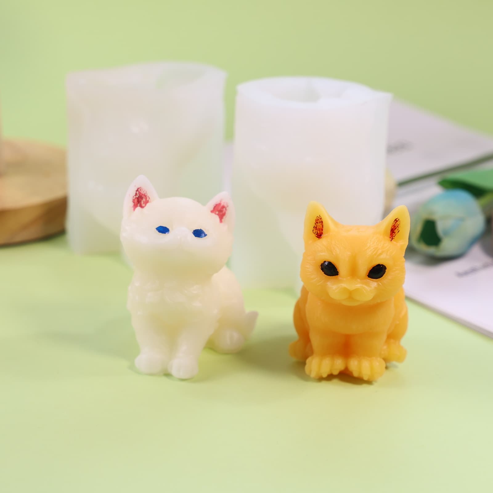 Cross-border New Three-dimensional Cat Silicone Mold Flavor Gypsum Furniture Ornaments DIY Aromatherapy Candle Animal Mold