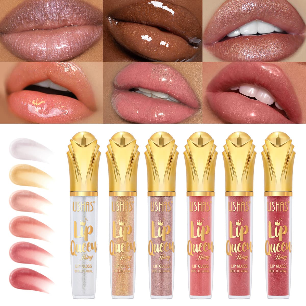 USHAS Amazon Best-Selling Cross-Border Lip Gloss with Glitter, Long-Lasting Moisturizing Liquid Cosmetic Lip Gloss