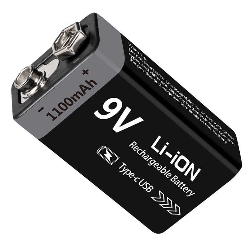 9V Battery USB-C Rechargeable Battery 6F22 Toy Microphone Multimeter Battery Type-C 5V Charging