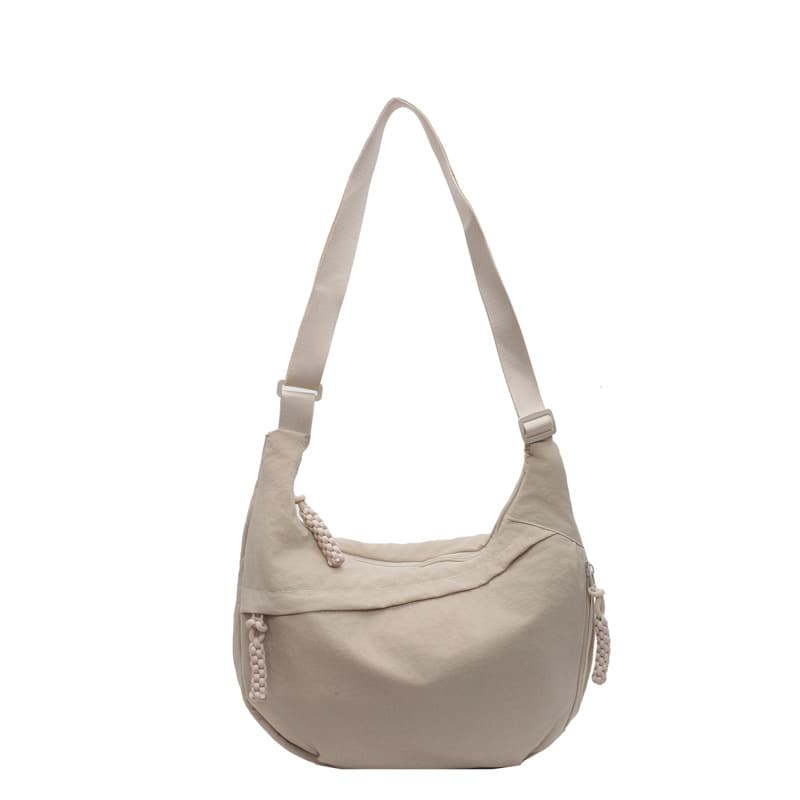 Large Capacity Dumpling Shaped Crossbody Bag Women's Single Shoulder Nylon Bag Simple Urban Style Student Fashion Accessory