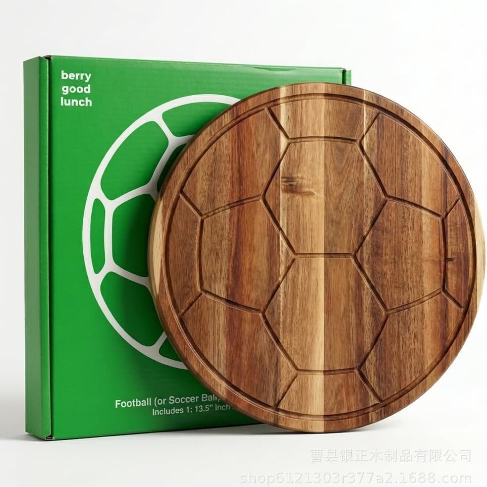 Acacia wood football-shaped dinner plate home party cold meal steak dessert plate solid wood storage tray