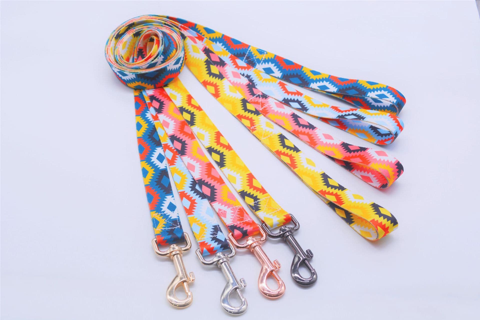 Factory Wholesale Polyester Heat Transfer Bohemian Style Pet Leash Dog Walking Leash
