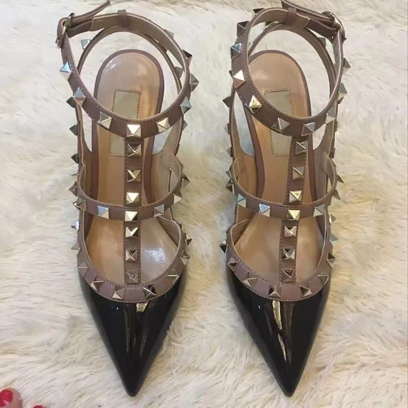 2024 New Version Rivet Sandals for Women Spring/Summer High Heel Wedding Shoes Two-Ring Pointed Toe Sexy Thin Heel