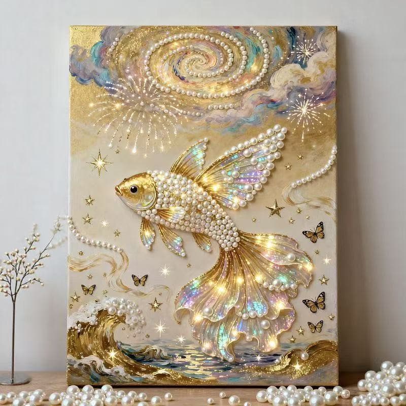 New Colorful Pearl Painting Self-Adhesive DIY Diamond Painting Kit Creative Handmade Gift Wall Art Living Room Decoration