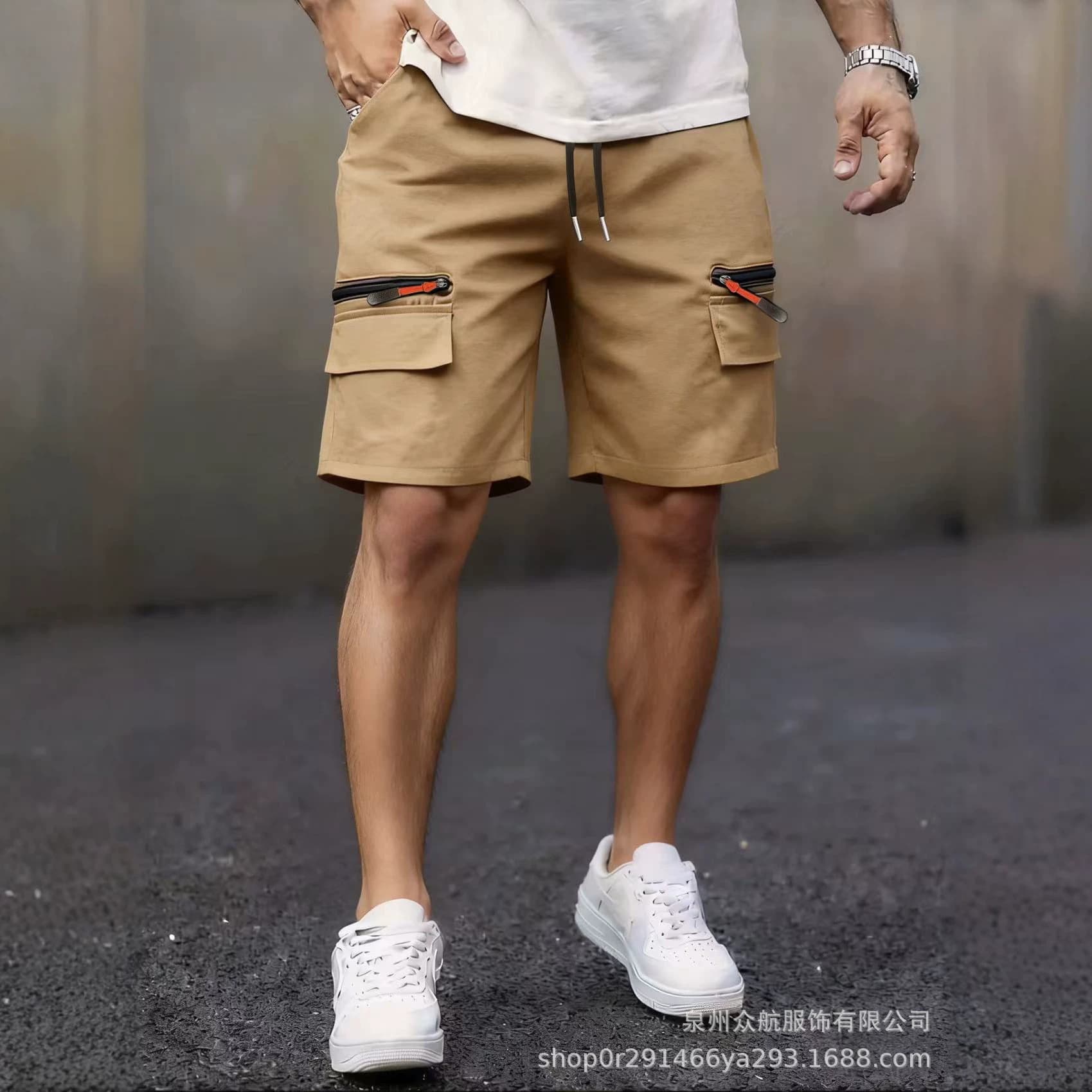 Cross-border overalls shorts 2026 new men's summer light and breathable quick-drying beach pants outdoor casual pants