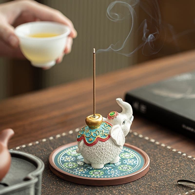 Auspicious Elephant Incense Holder Ornament for Home, Original Design, Wish Fulfillment Stick Incense Burner, Chinese Tea Ceremony Tea Table Aromatherapy Decor