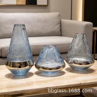 BBGLASS Baobei Glass Light Blue Glass Vase Belly Vase Modern Home Banquet Decoration Ornament