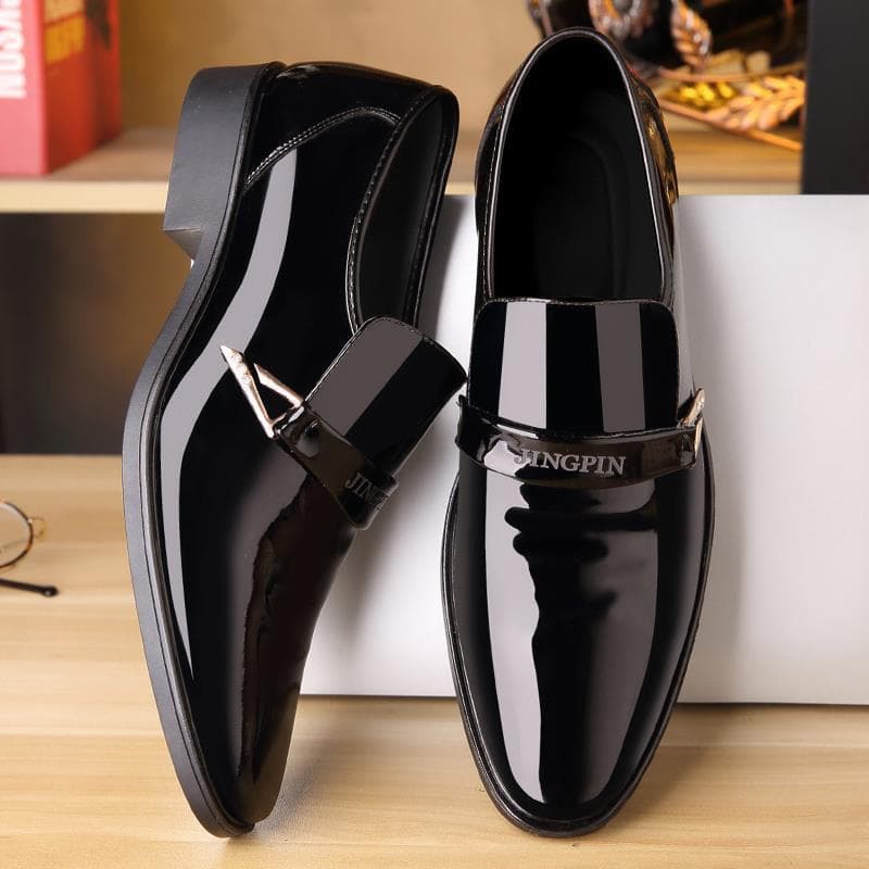 2024 Autumn New Men's Leather Shoes, Korean Style Fashion Casual Single Shoes, Shiny Patent Leather Business Men's Shoes Cross-border Wholesale
