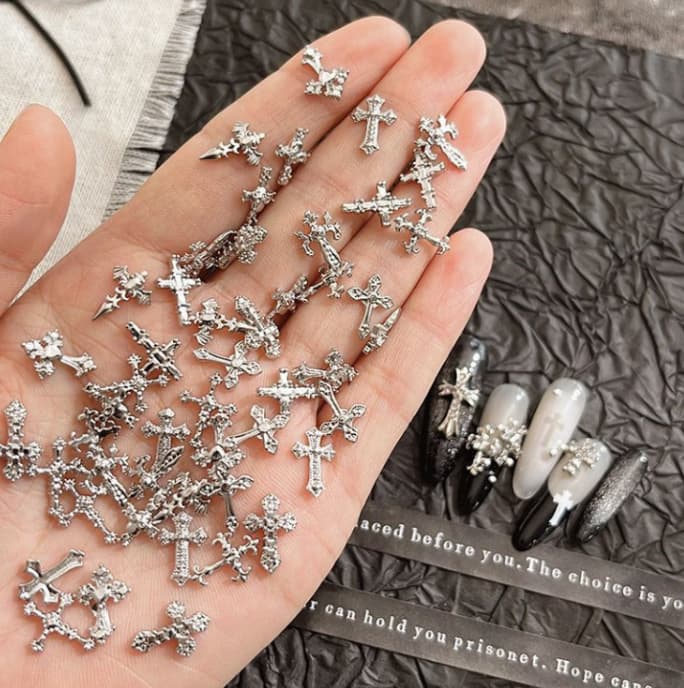 Vintage Alloy Cross Nail Art 3D Christmas Decoration Accessories Southeast Asia Cross-border Beauty Accessories
