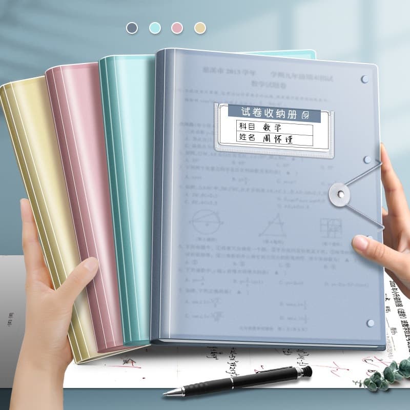 A3 Simple Buckle Exam Paper Storage Bag Exam Paper Clip Student Use Paper Organizer Transparent Color Insert Large Capacity