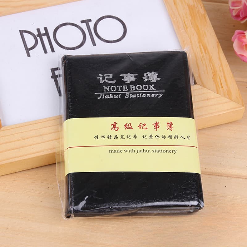 Mini Phone Book Pocket Notebook Portable Small Notepad Black Leather Memo Pad