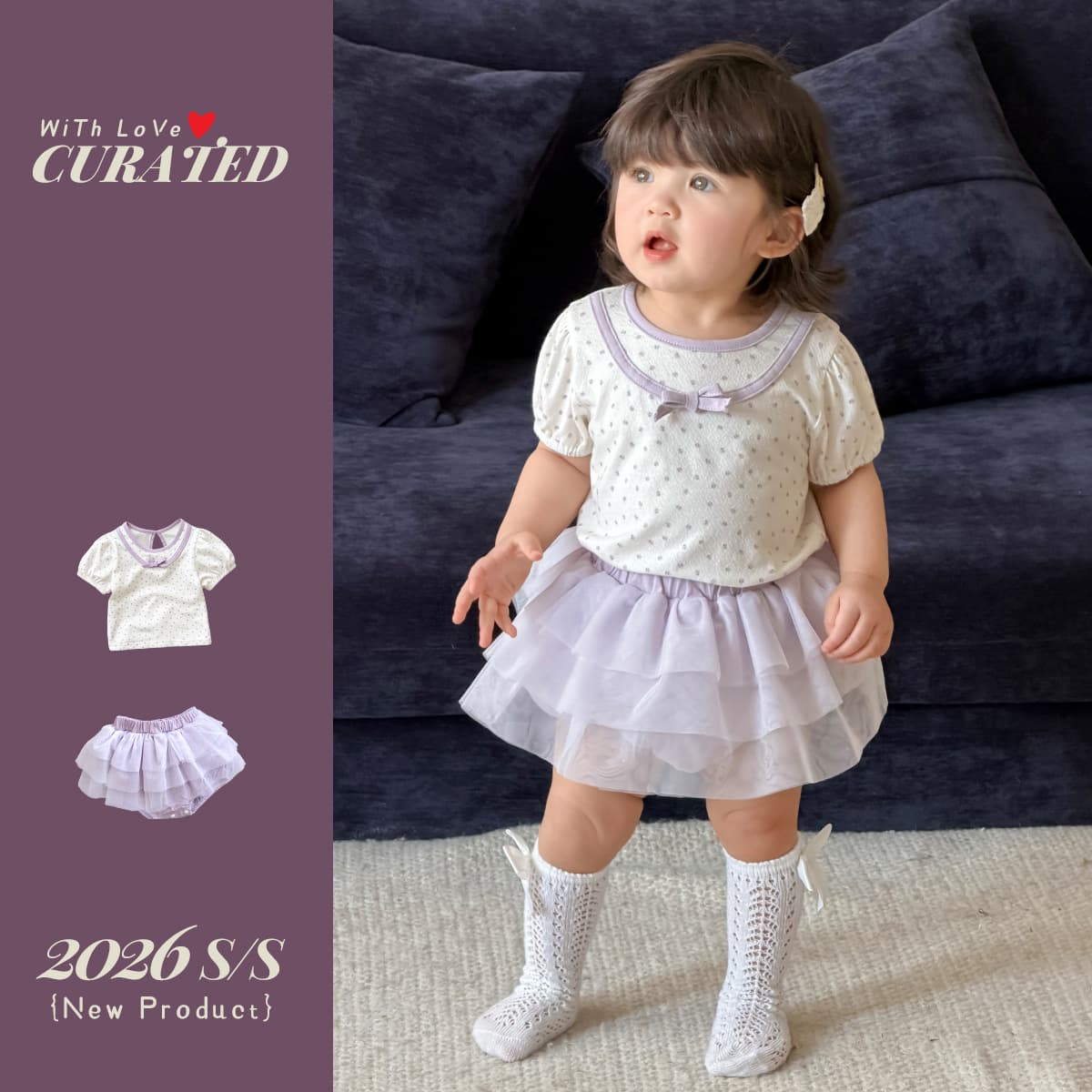 Girls summer sweet short-sleeved suit 1-year-old baby girl polka dot T-shirt mesh skirt two-piece set thin summer style