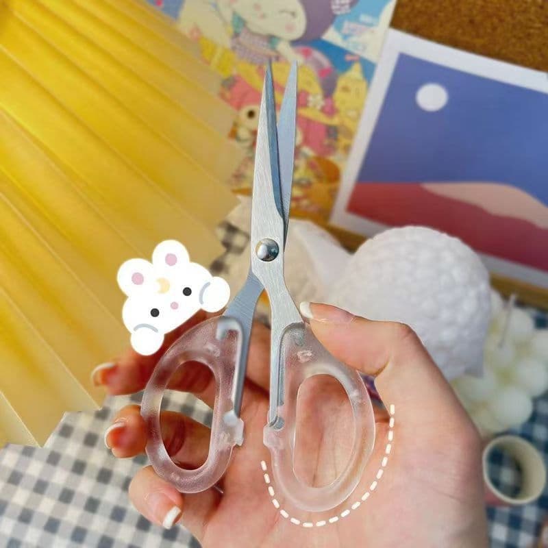 Transparent frosted portable scissors, perfect for students, especially for bangs, multi-functional household craft scissors.
