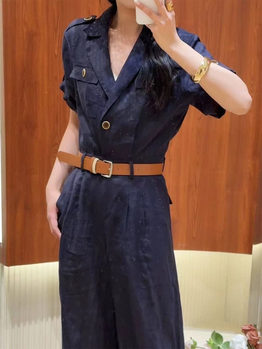 Shenzhen Nanyou 26 New Linen Workwear One-Piece Jumpsuit with Belt Loose Fit Stylish Slimming Jumpsuit for Women