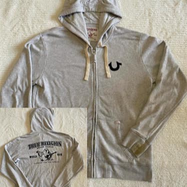 Cross-border 2025 Zip Hoodie Trendy Cool Hooded Cardigan Letter TRUE RELIGION New Top