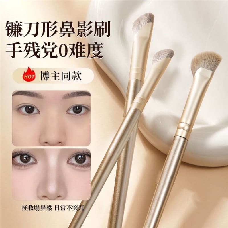 Upgraded Champagne Gold Semi-Fan Nose Shadow Brush, Nose Bridge Brush, Nose Contour Detail, Slanted Contour Brush, Makeup