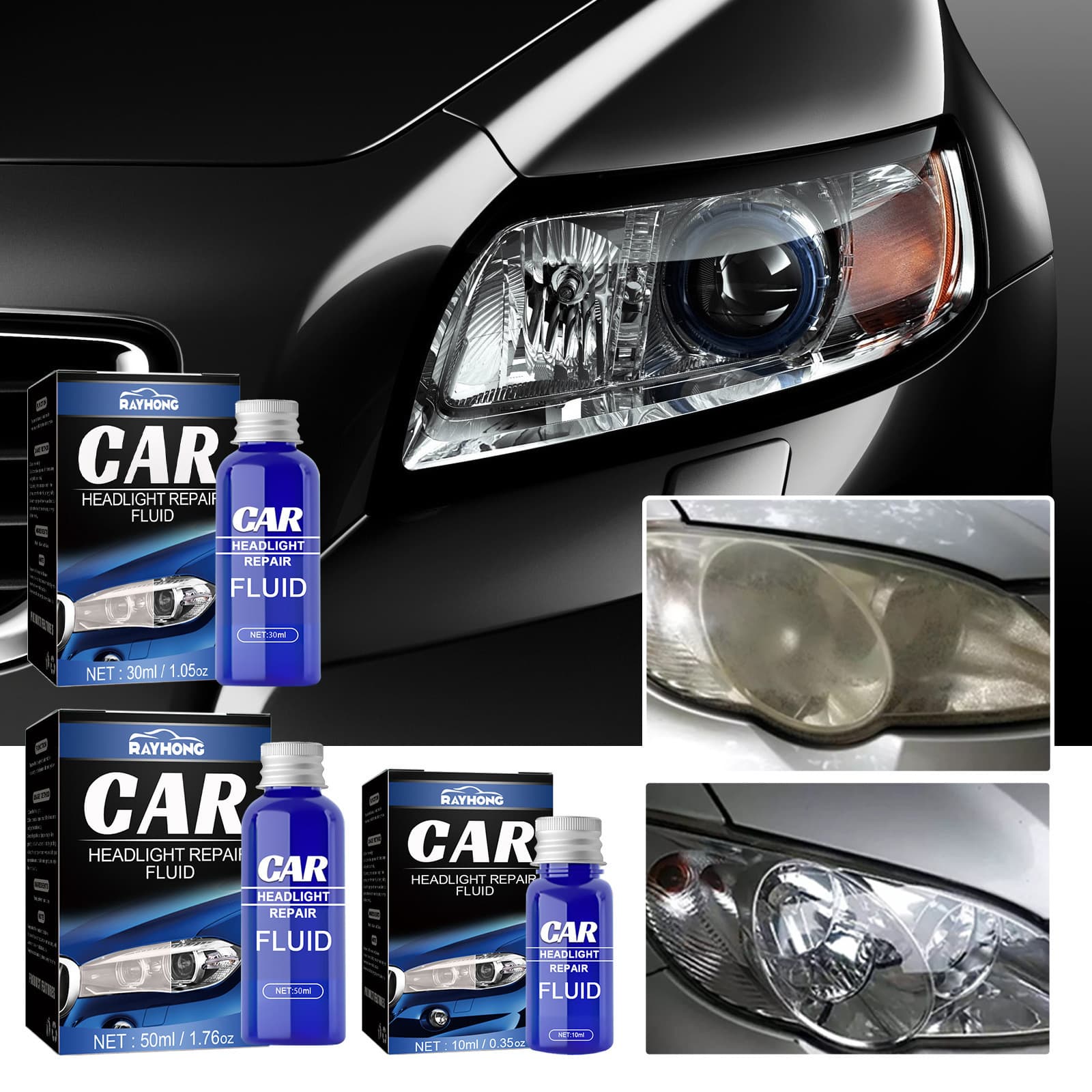 Rayhong Car Headlight Repair Liquid Kit, Lamp Renovation Repair Agent, Car Lens Crystal Plating Renovation Repair Agent