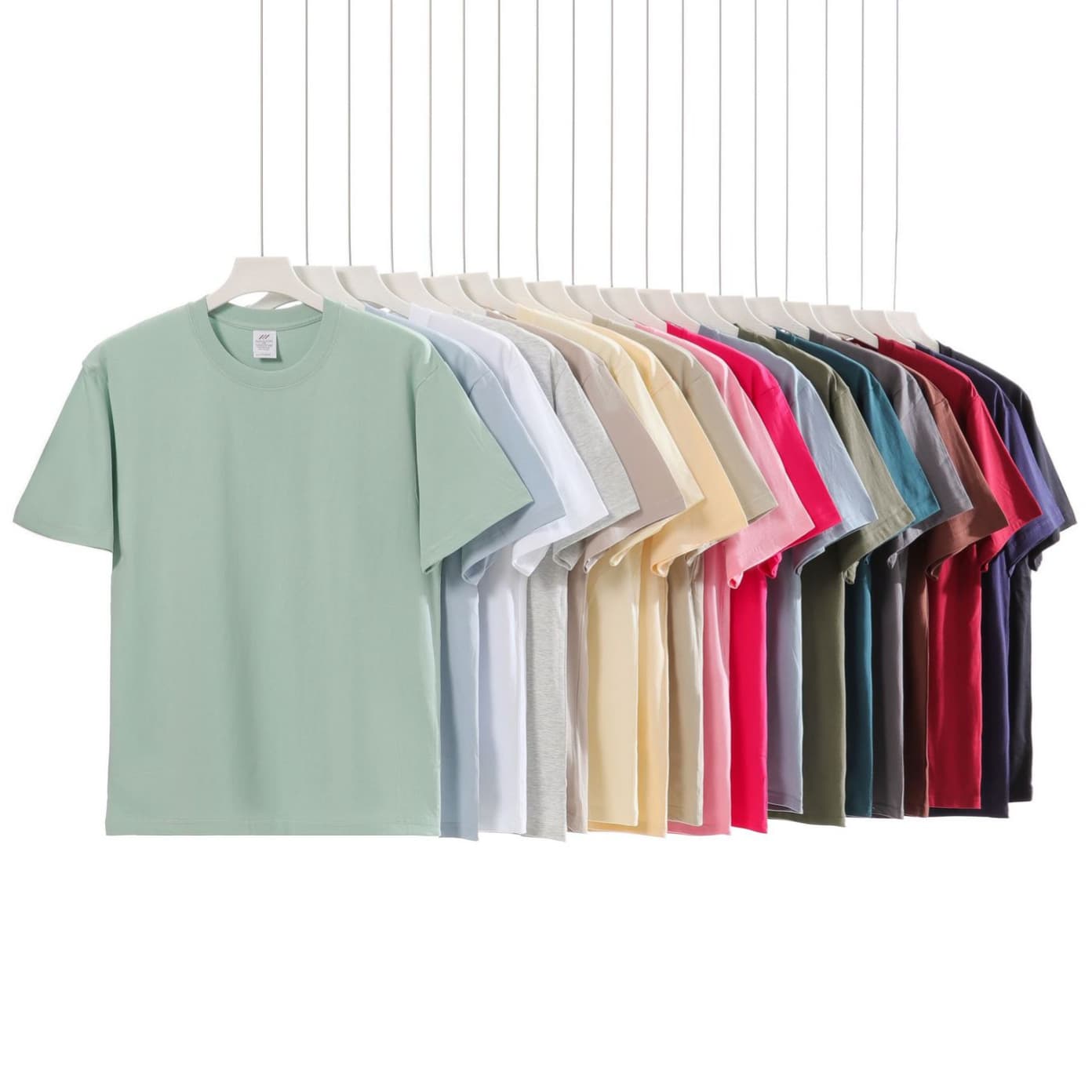 Spring/Summer New 230g Shoulder Pure Cotton Solid Color Short Sleeve T-Shirt for Men and Women, Trendy Round Neck Blank Tee Wholesale