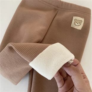 Autumn Winter New Korean Girls One-Piece Fleece Fashion Versatile Leggings Boys Baby Fleece Elastic Tapered Pants Long Pants