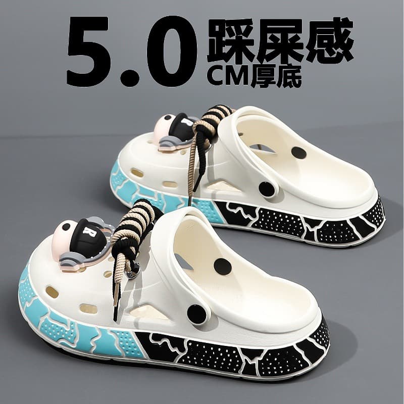 Men's Summer Outdoor Slippers with Cloud-Like Comfort, Dual-Purpose Slip-On Half Slippers, Height-Increasing Beach and Water Sandals in Large Sizes