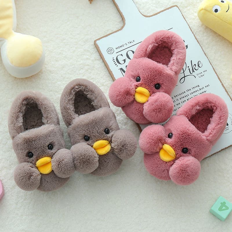 Children's cotton slippers, cartoon style, warm, indoor, home shoes for boys and girls, ages 2-9, closed-heel cotton slippers for winter.