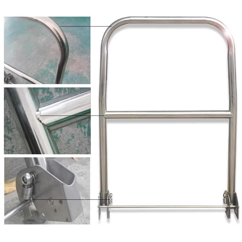 202 Stainless Steel Flatbed Hand Truck, Folding Handle Transport Cart, 304 Adjustable Handle Accessories