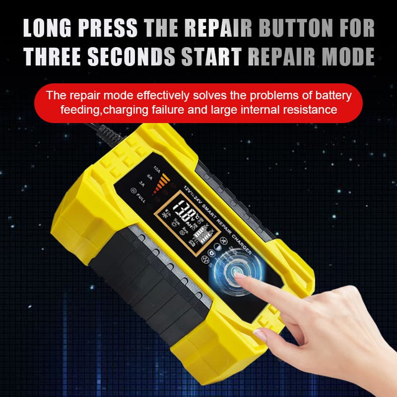 Cross-Border New Model Car Battery Charger 12V24V Universal Smart Lcd Display Motorcycle Battery Charger