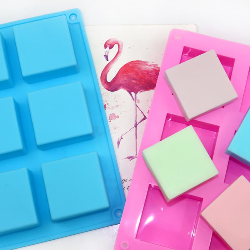 6-Cavity Square Soap Mold Silicone Cake Mold Cold Process Soap Mold 5*5*2.5cm