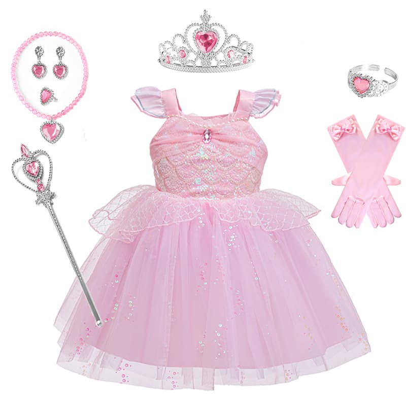 European and American new summer dress mesh witch pink cos role play costume dress girls princess dress