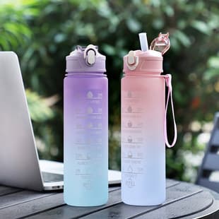 2026 New Cup Simple Lanyard Space Cup Student Scale Straw Cup Sports Water Bottle High Temperature Resistant Water Bottle