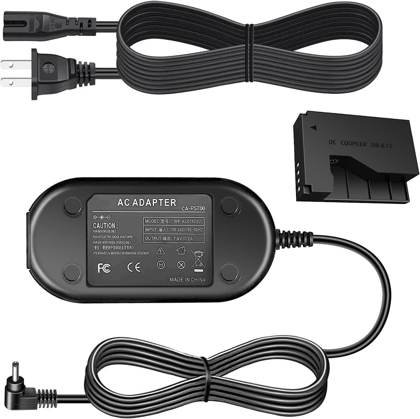 LP-E12 Dummy Battery Compatible with Canon 100D SX70HS KISS X7 External Power Adapter ACK-E15