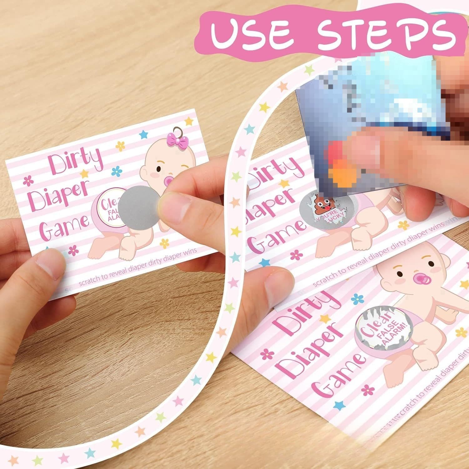 Baby Party Scratch Card Game, Baby Diaper Fun Cards, Gender Reveal Party Supplies, Creative