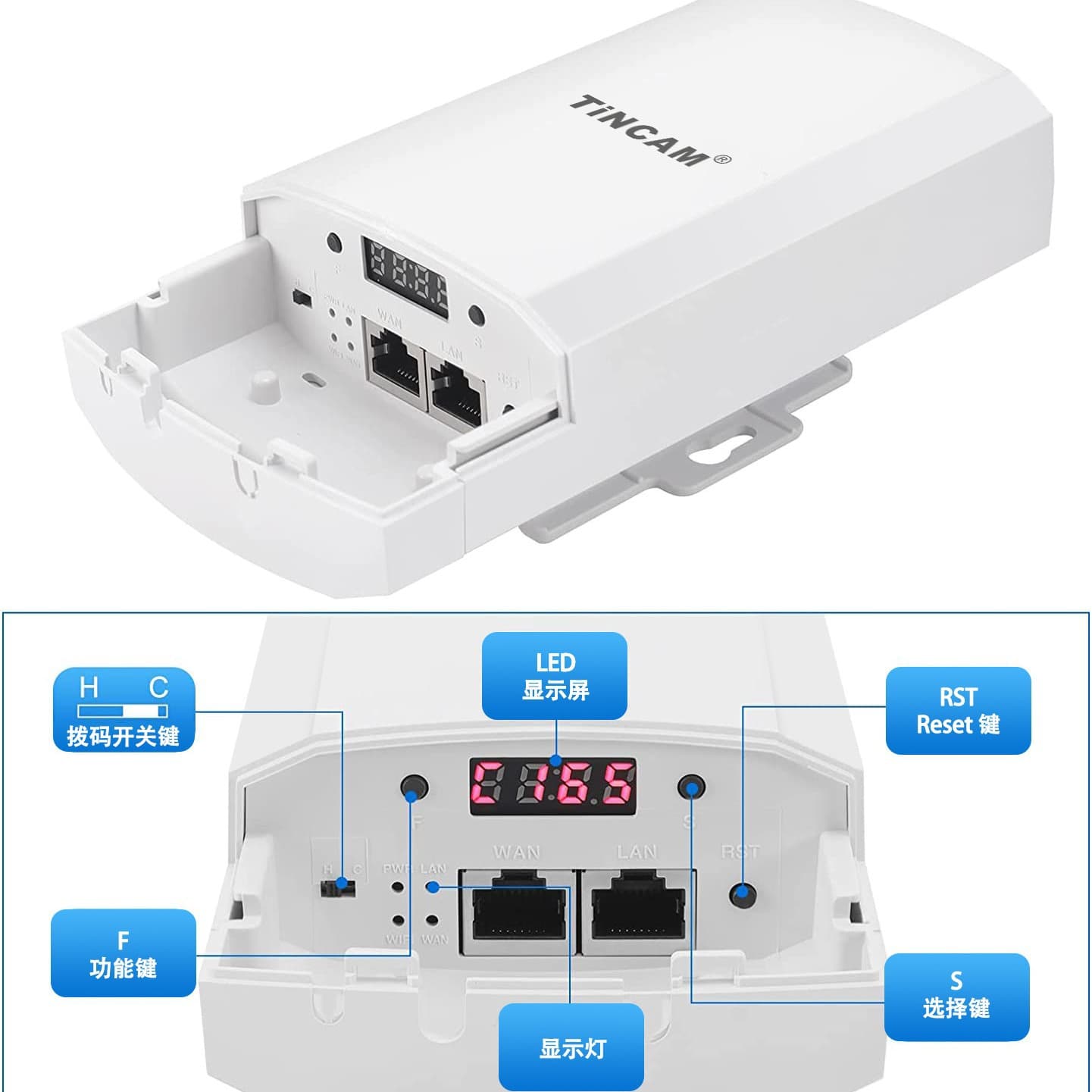 Tianbo 2.4G 1.5km Outdoor Wireless Bridge, Point-to-Point/Point-to-Multipoint Transmission for Monitoring and Bridging AP